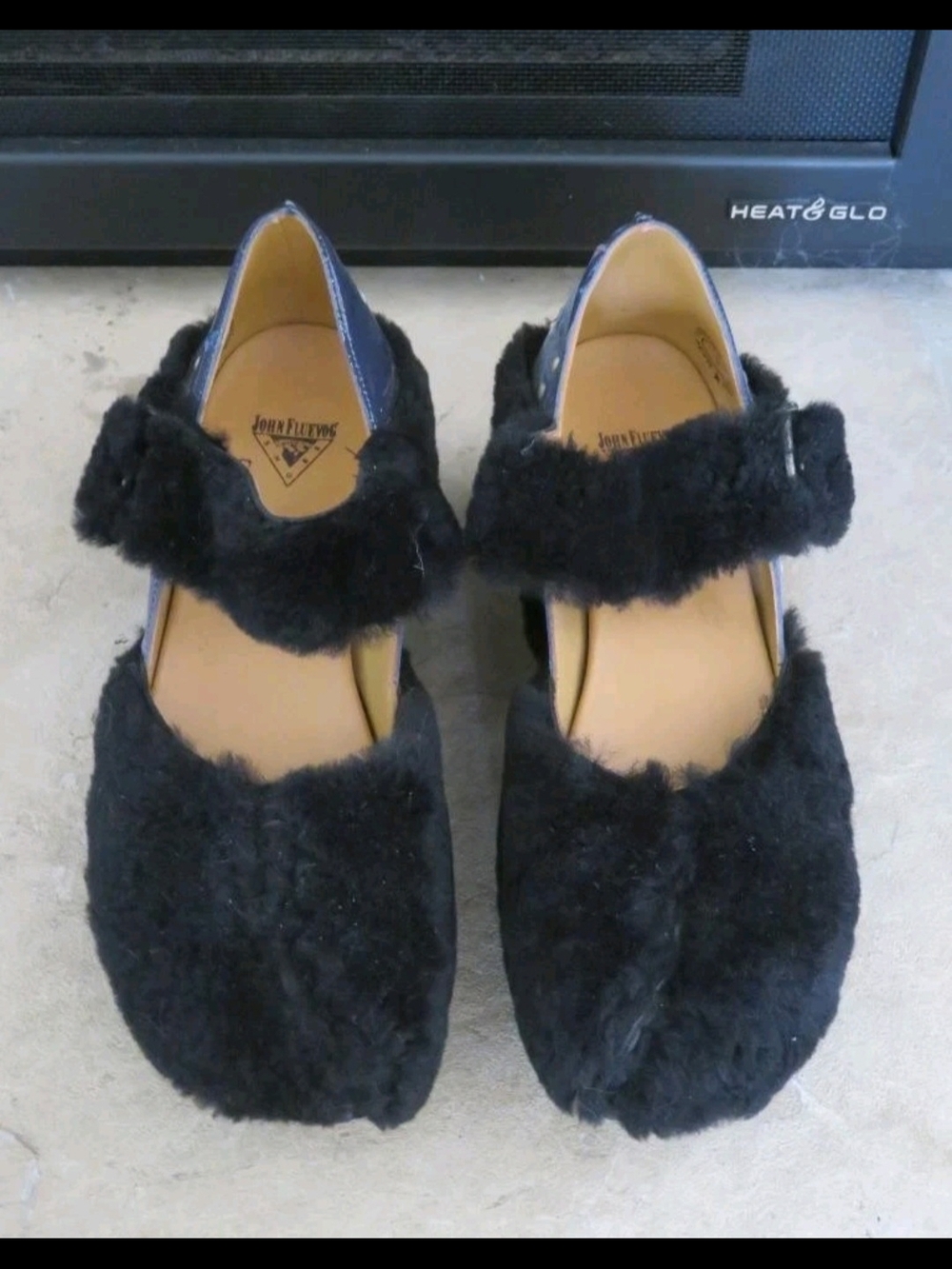 JOHN FLUEVOG PREPARE LEADER Shearling Floral Platform Mary Jane Heels Shoes  9.5